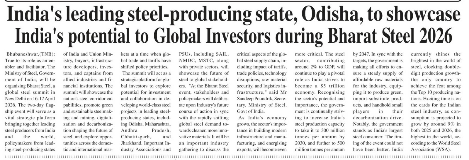 Bharat Steel 2026 News Snippet 2